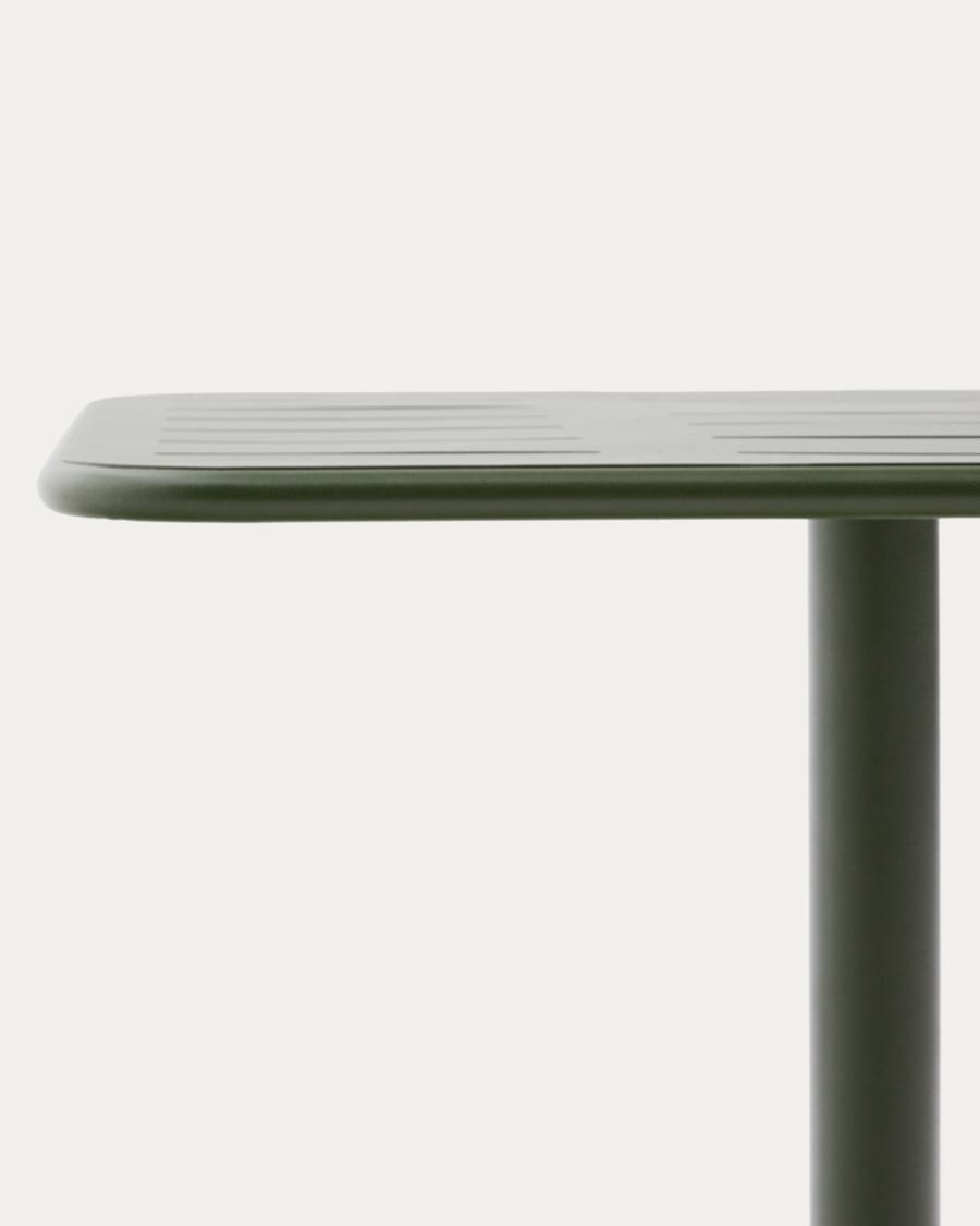 Brai outdoor table in green galvanised steel 70 x 70cm