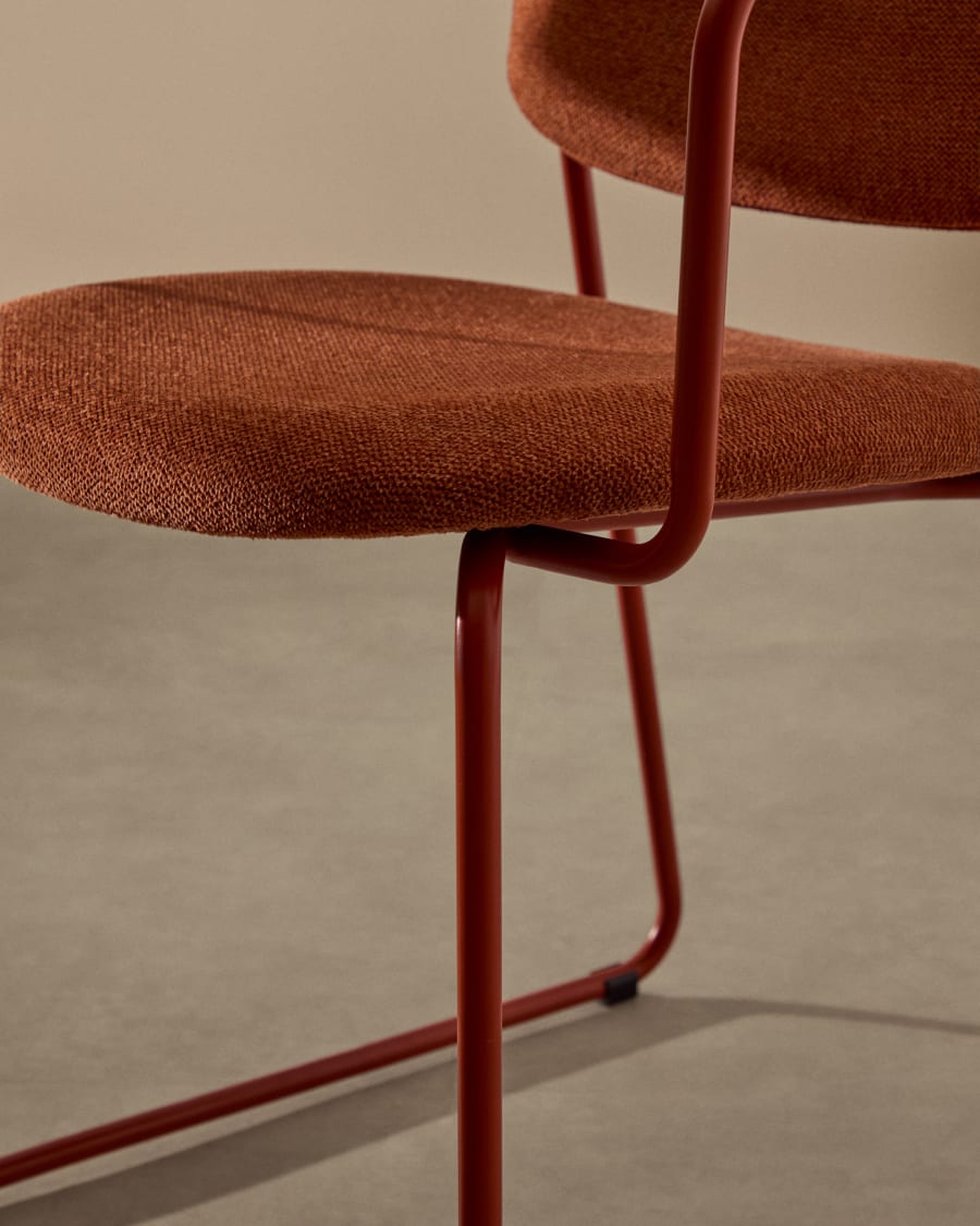 Meli chair in terracotta chenille with terracotta metal frame FSC Mix Credit