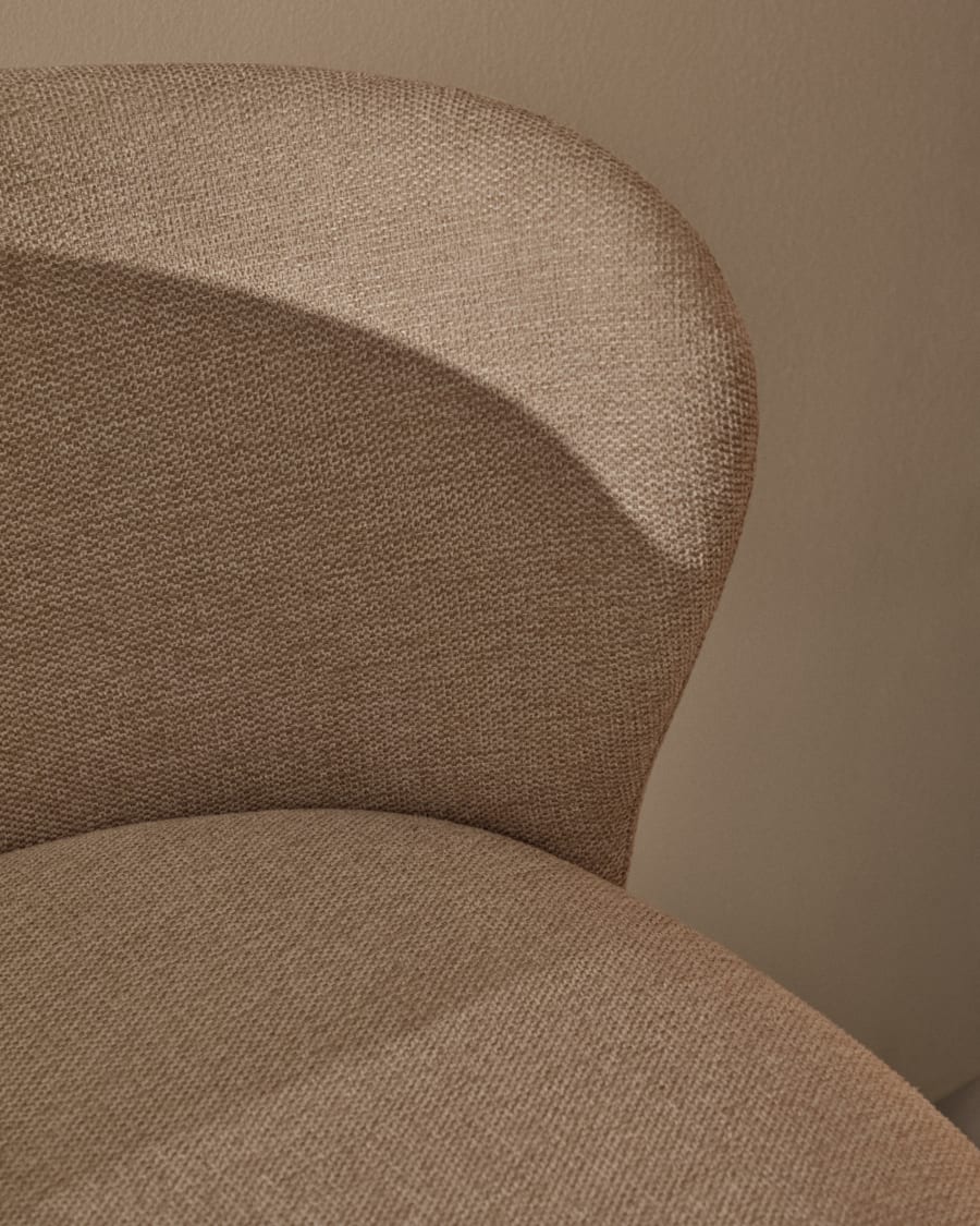 Ciselia stool beige chenille and solid ash wood natural tone finish FSC Mix Credit 65 cm
