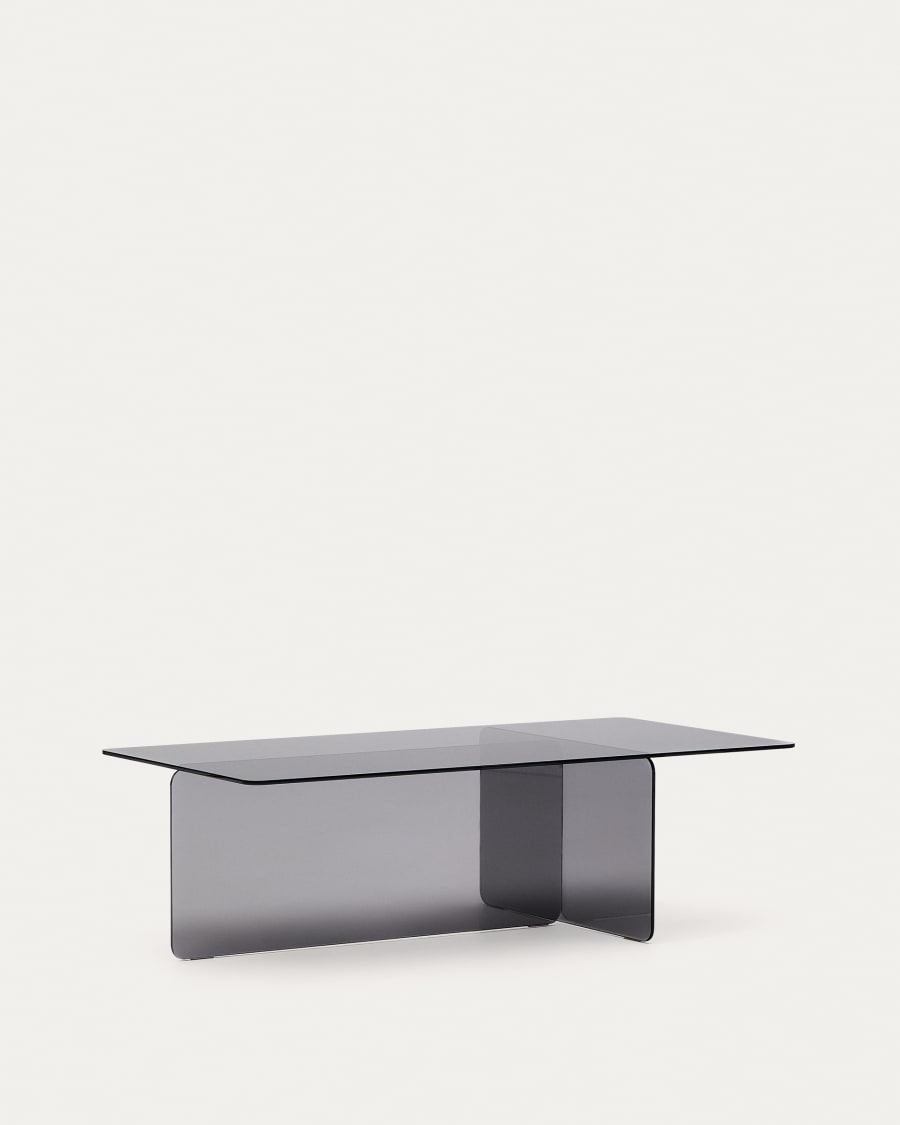 Couchtisch Zaren aus grauem gehärtetem Glas 120 x 60 cm