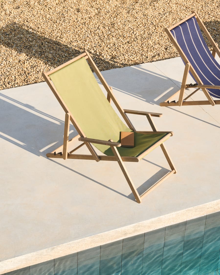 Vilara green outdoor folding deck chair made of FSC 100% solid acacia wood