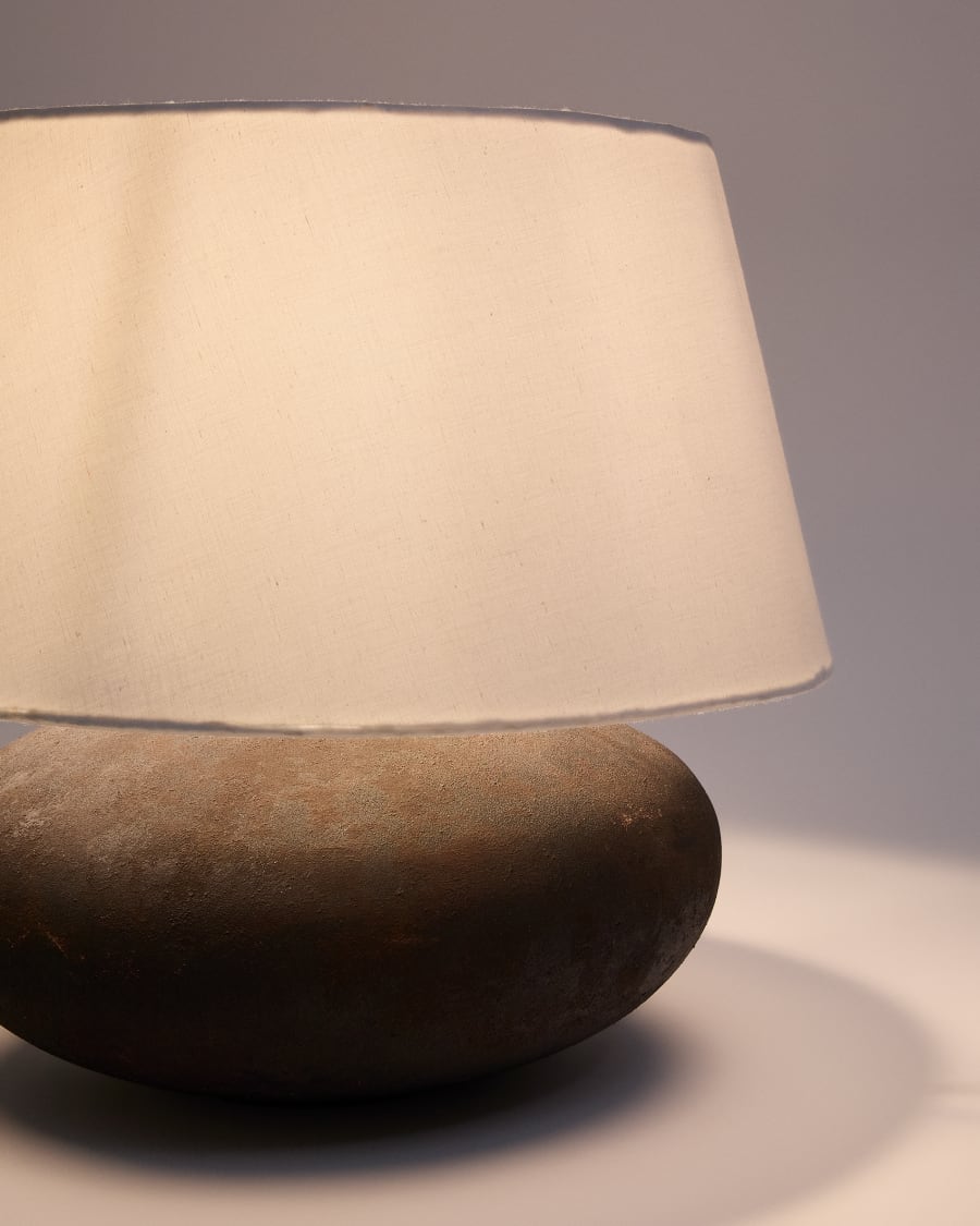 Nessi metal table lamp in a black terracotta effect finish Australia adaptor