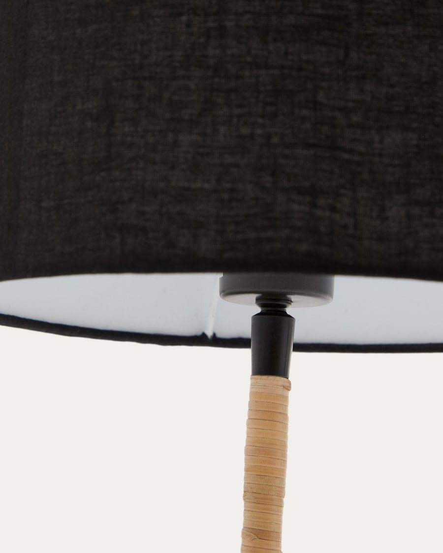 Pina metal and rattan table lamp with a black cotton lamp shade Australia adaptor
