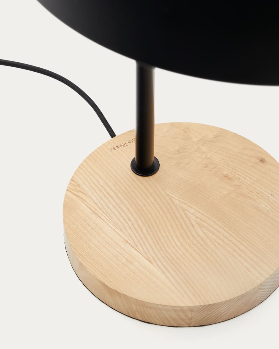 Catlar ash wood and metal table lamp in a black painted finish Australia adaptor