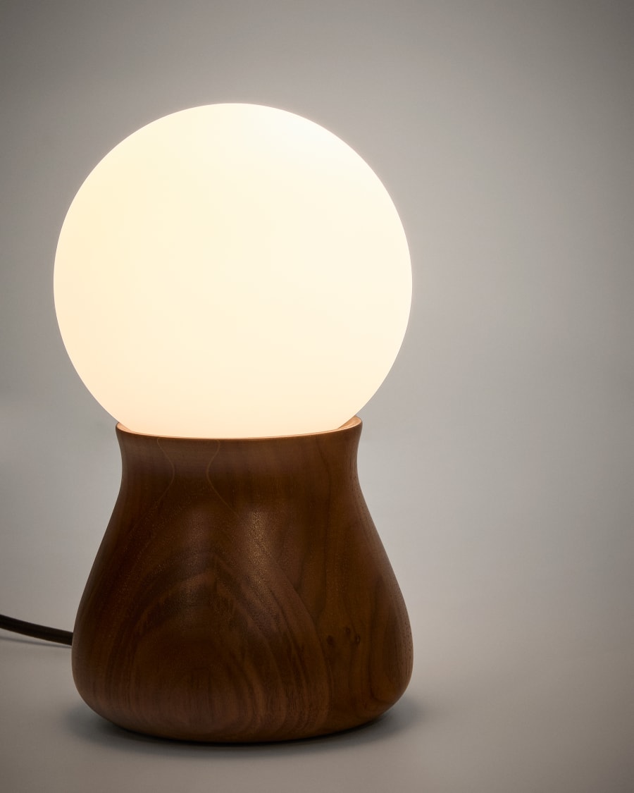 Okeni table lamp made of walnut veneer and glass Australia adaptor