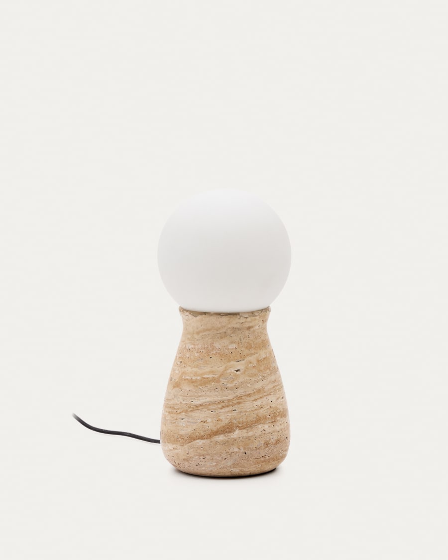 Okeni table lamp made of travertine and glass Australia adaptor