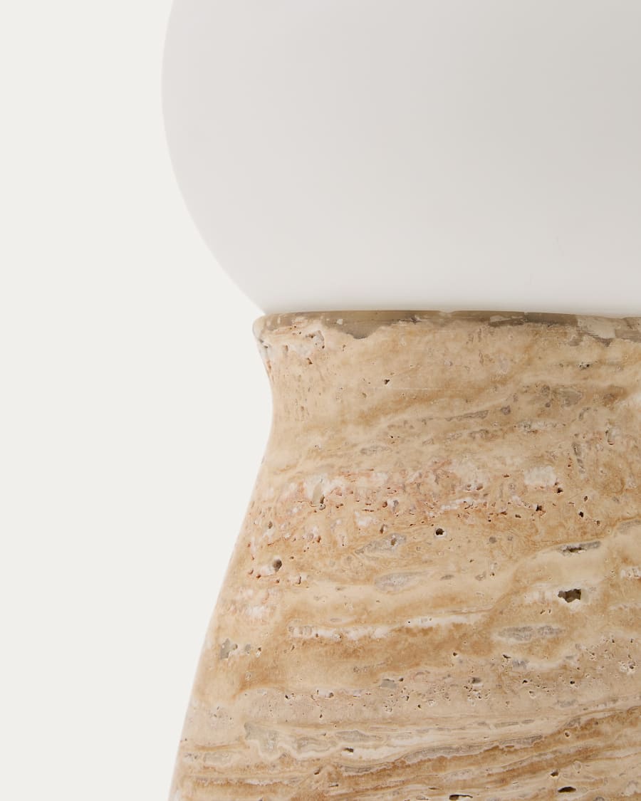Okeni table lamp made of travertine and glass Australia adaptor
