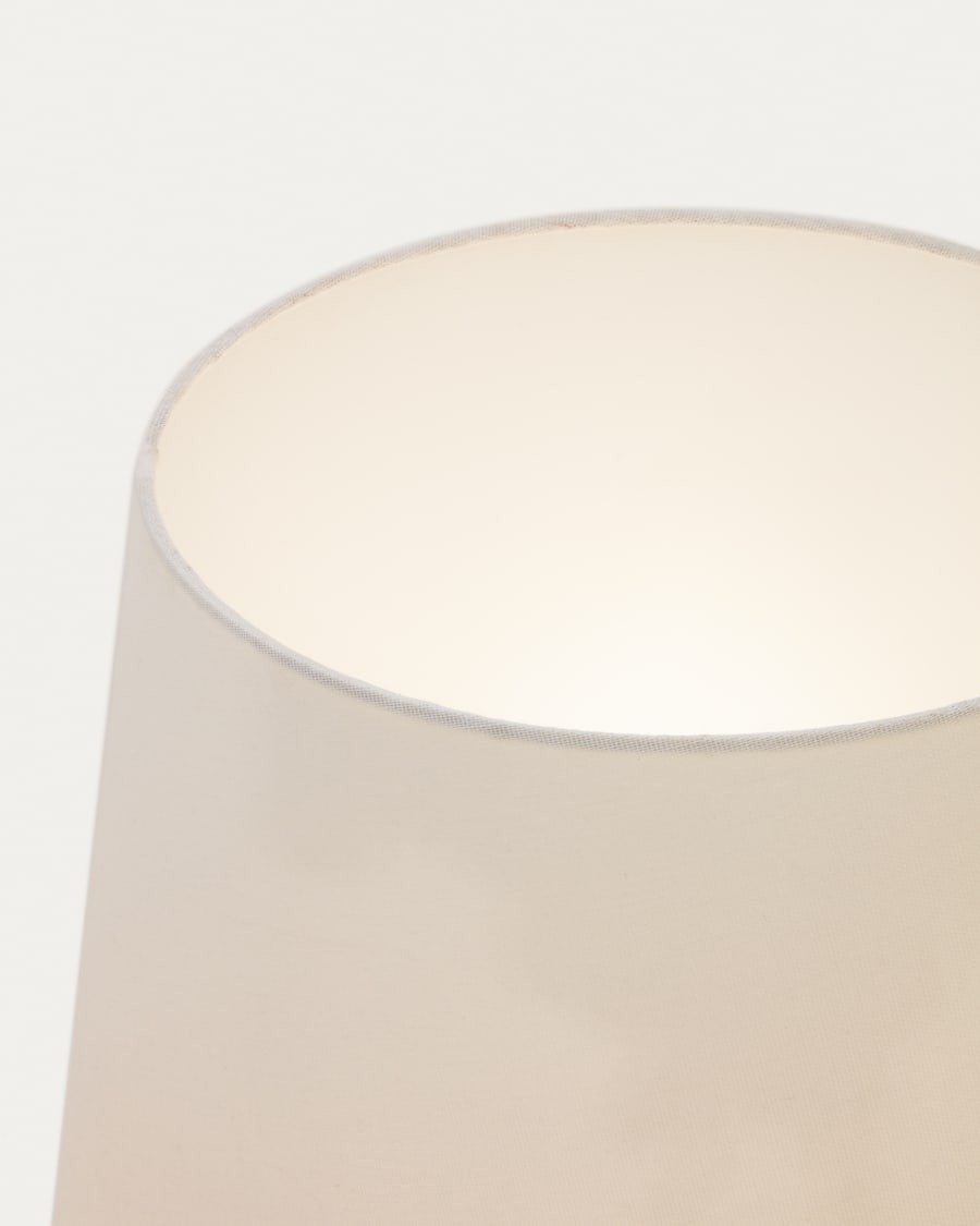 Marga floor lamp in solid wood with natural finish Australia adaptor