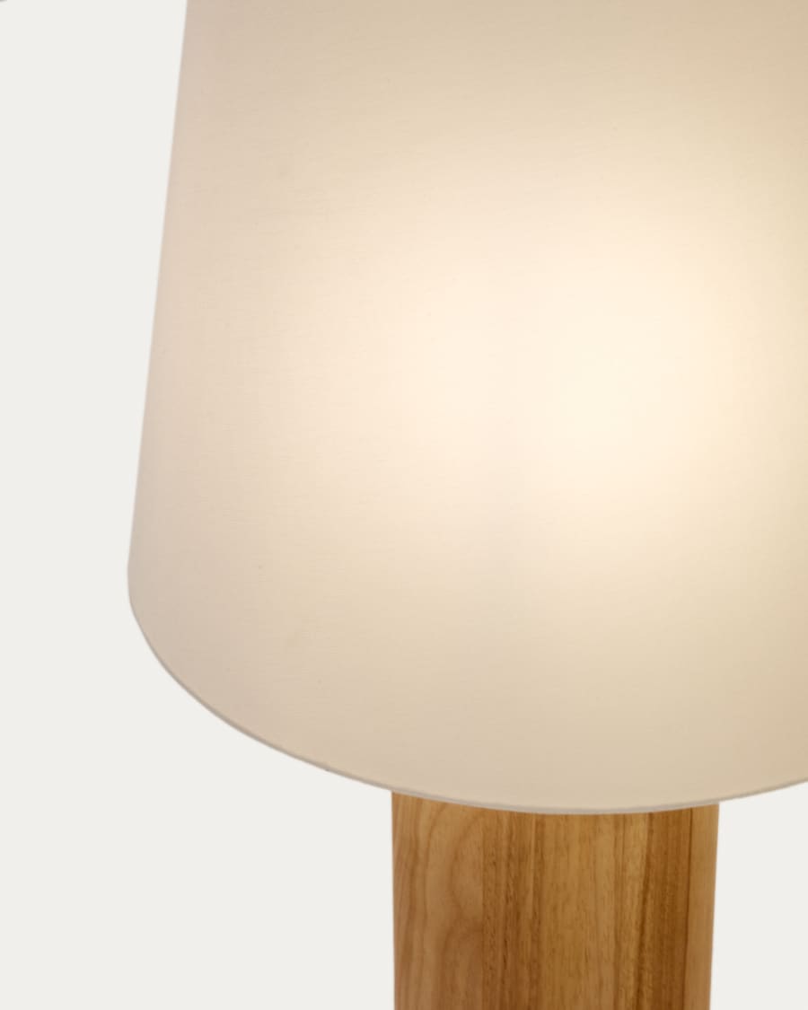 Marga floor lamp in solid wood with natural finish Australia adaptor