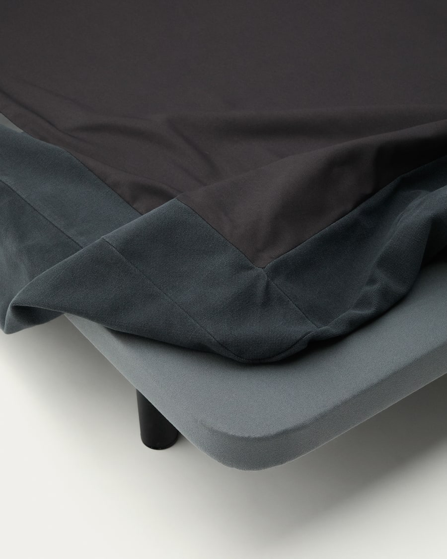 Anthracite grey linen and cotton Jaira bed base cover for a 90 x 200 cm mattress