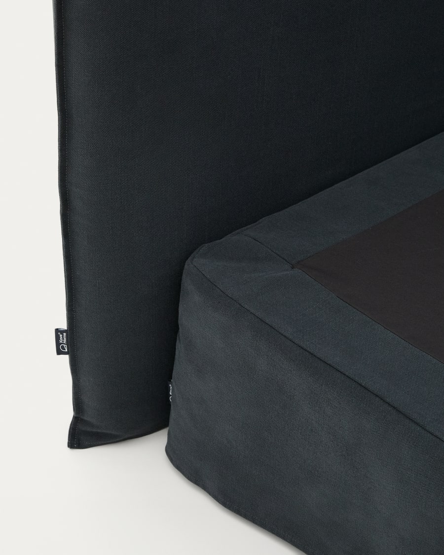 Anthracite grey linen and cotton Jaira bed base cover for a 90 x 200 cm mattress