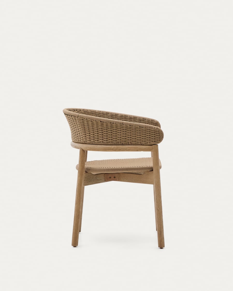 Arinella chair in FSC 100% solid acacia wood with natural finish and beige rope cord
