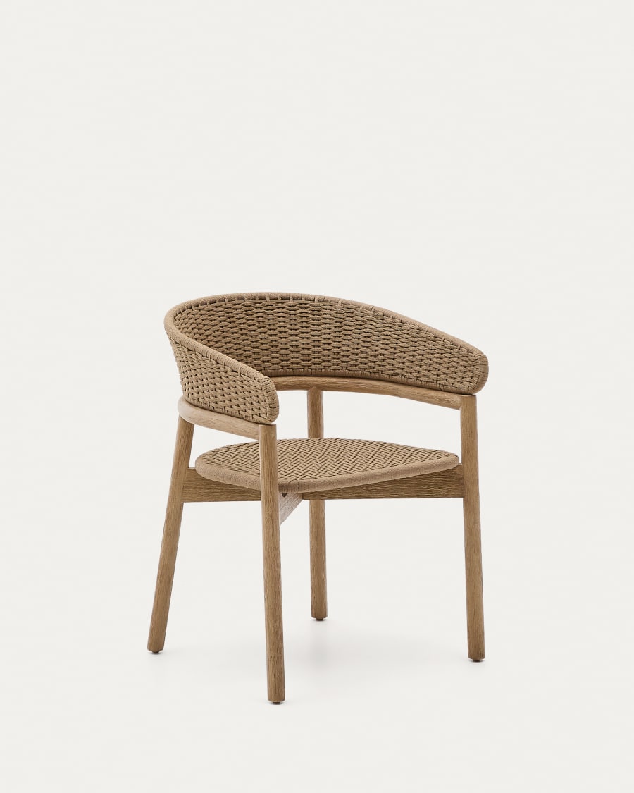 Arinella chair in FSC 100% solid acacia wood with natural finish and beige rope cord