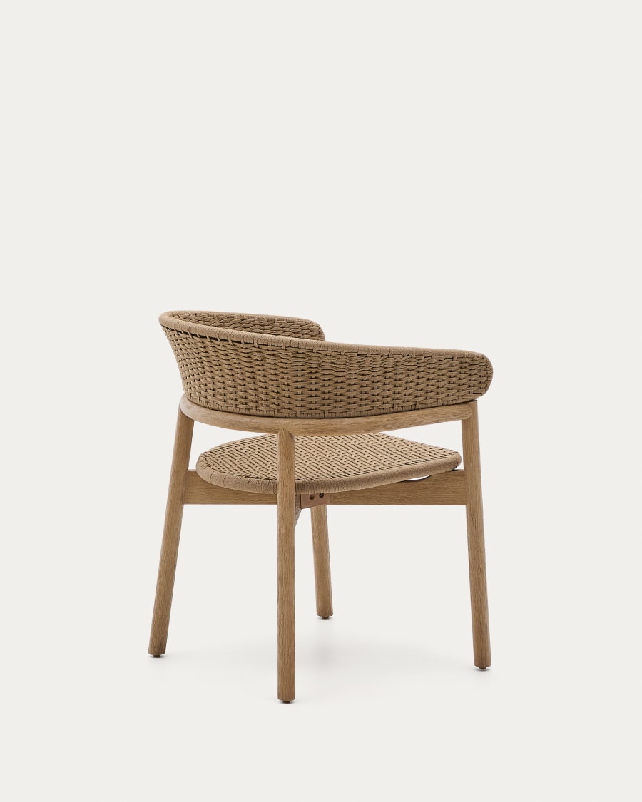 Arinella chair in FSC 100% solid acacia wood with natural finish and beige rope cord