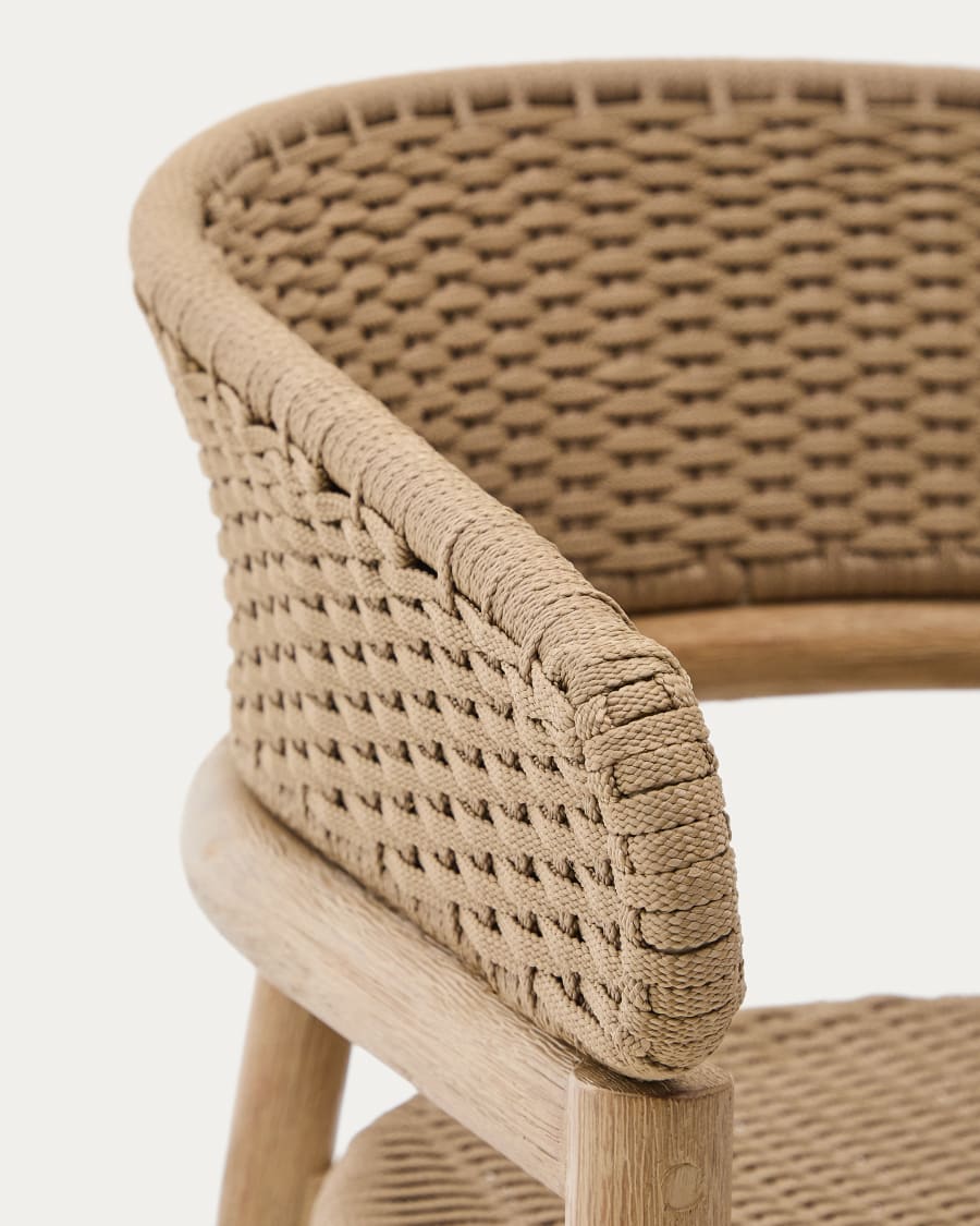 Arinella chair in FSC 100% solid acacia wood with natural finish and beige rope cord