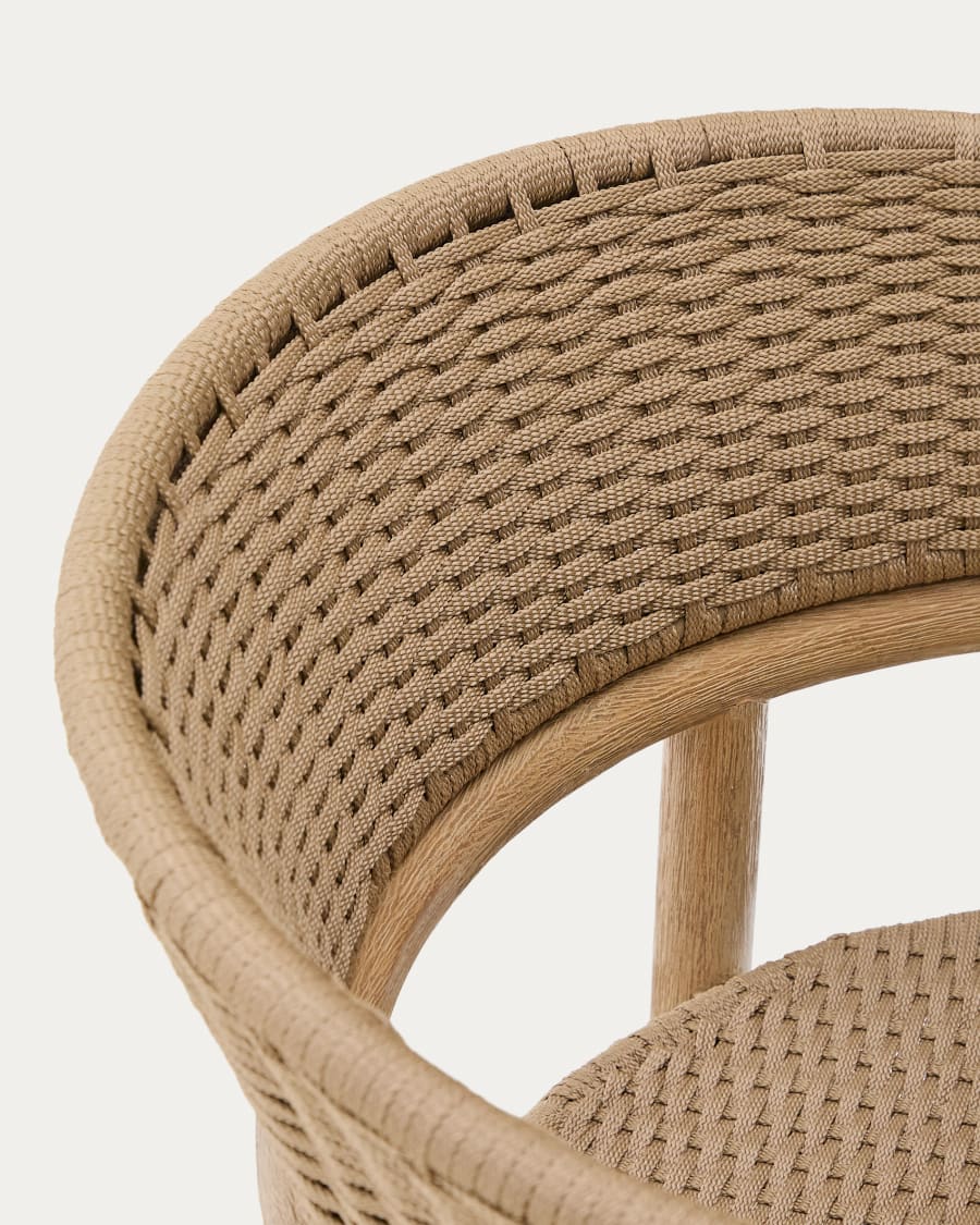 Arinella chair in FSC 100% solid acacia wood with natural finish and beige rope cord