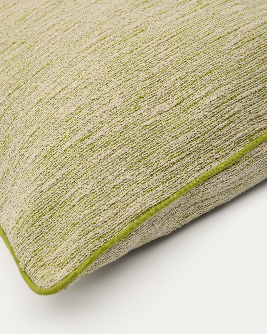 Brisella green jacquard cushion cover with contrasting trim 45 x 45cm