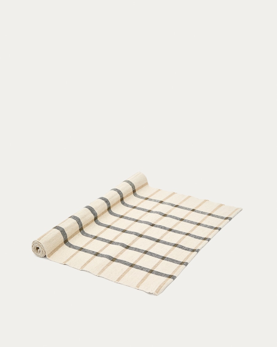 Tischläufer Gridal aus Jute mit Streifen in Beige und Schwarz 150 x 50 cm
