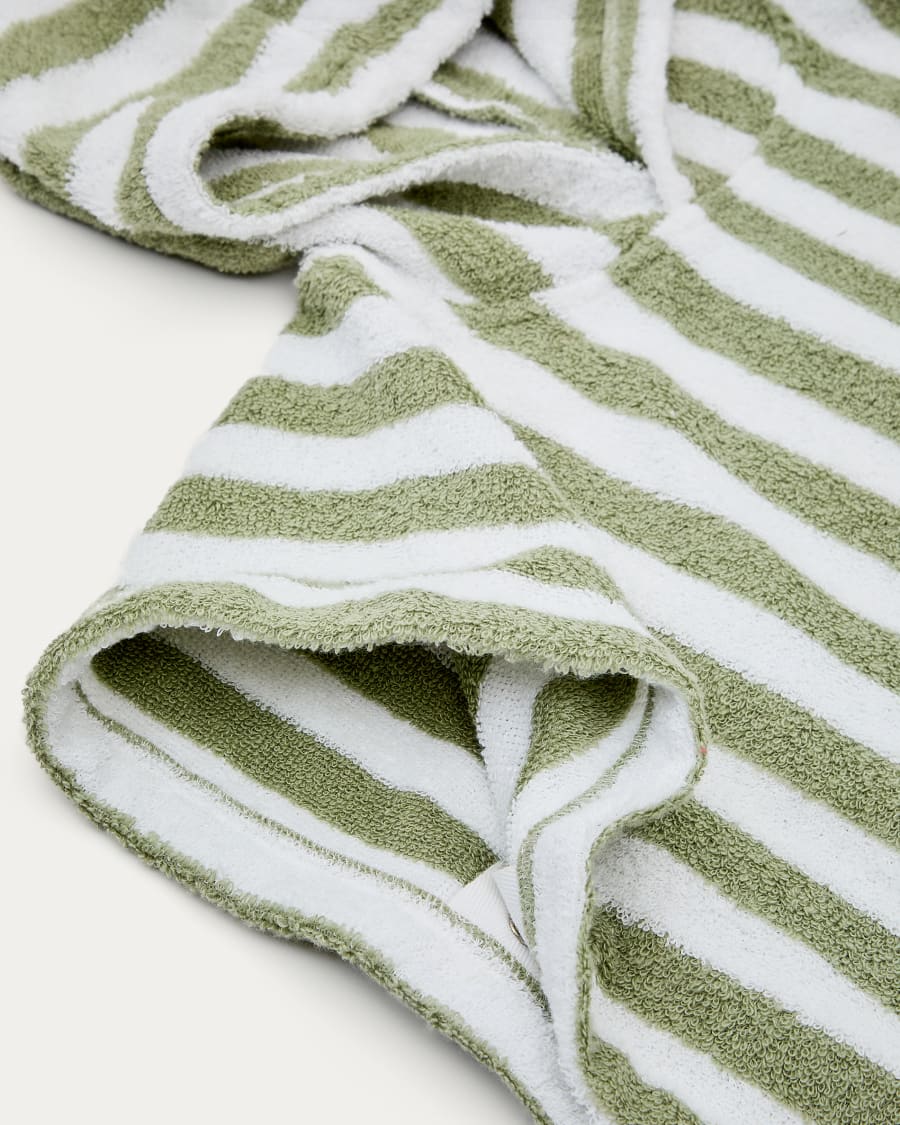 Nuni cotton poncho towel with white and green stripes size 2/3 years