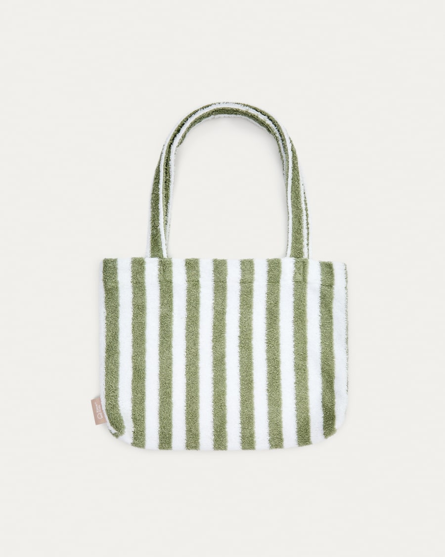 Tasche Nuni aus weiß und grün gestreifter Baumwolle