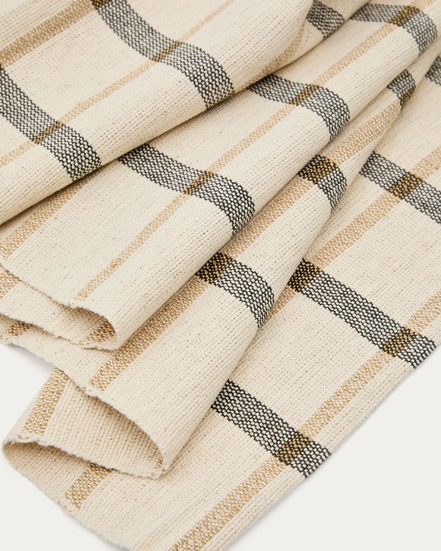 Tischläufer Gridal aus Jute mit Streifen in Beige und Schwarz 150 x 50 cm