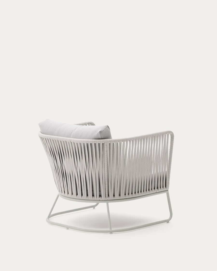 Saconca outdoor armchair in rope cord and grey galvanised steel