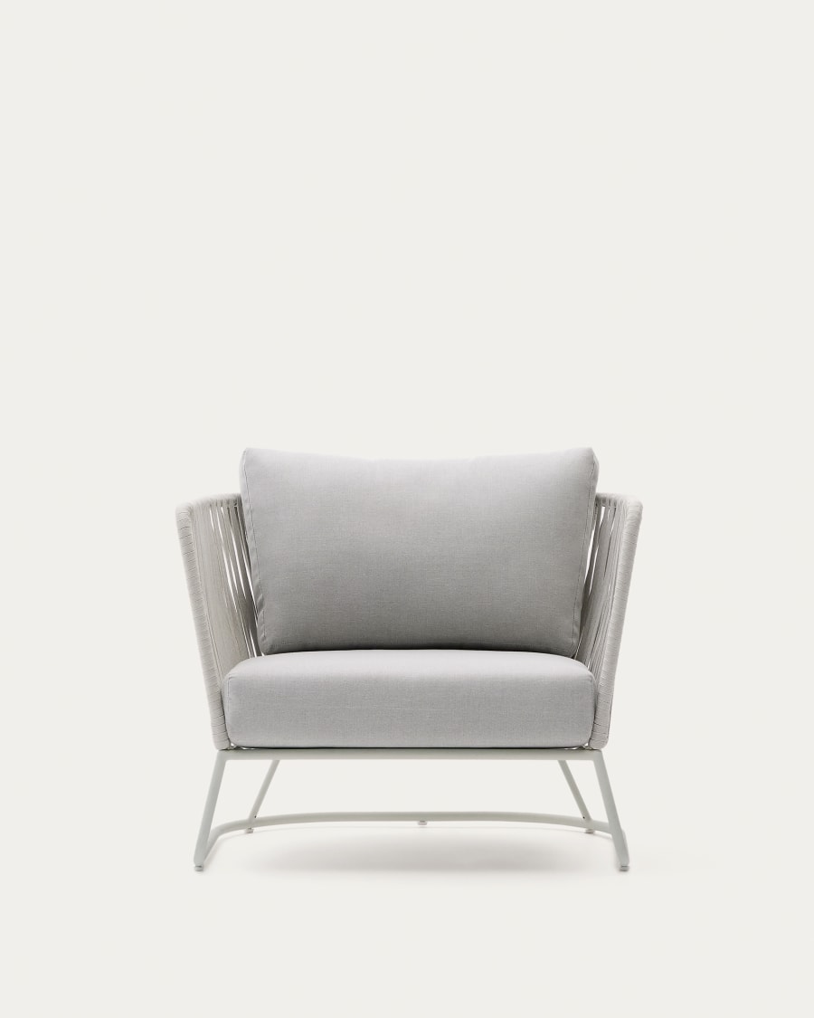 Saconca outdoor armchair in rope cord and grey galvanised steel