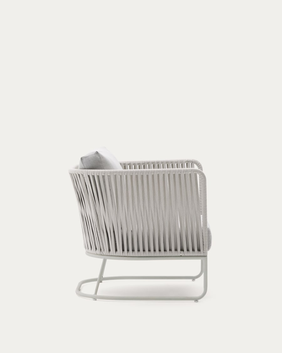 Saconca outdoor armchair in rope cord and grey galvanised steel