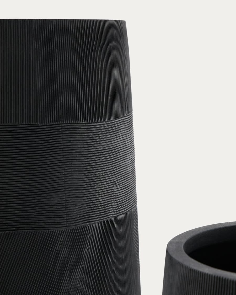 Set of 2 Tival black cement-effect planters Ø 45cm