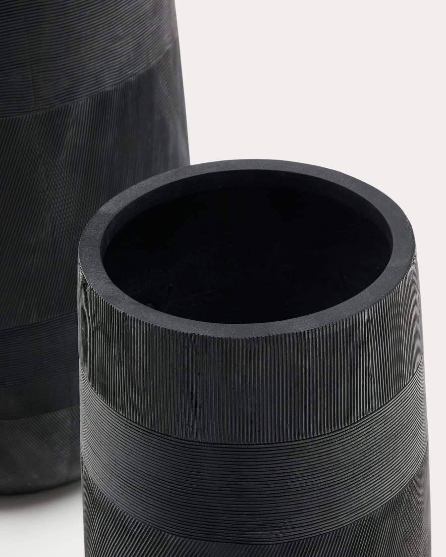 Set of 2 Tival black cement-effect planters Ø 45cm