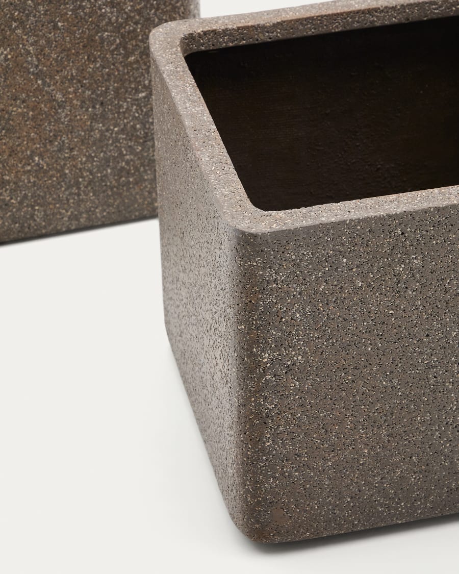 Set de 2 cache-pots Minoa avec effet pierre marron 44 x 44 cm