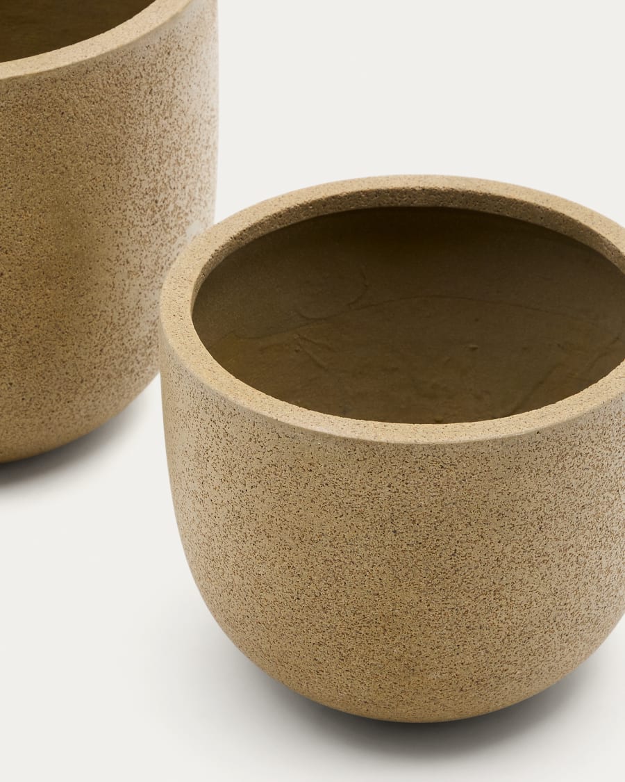 Selvi set of 2 planters with light brown stone effect Ø 37cm