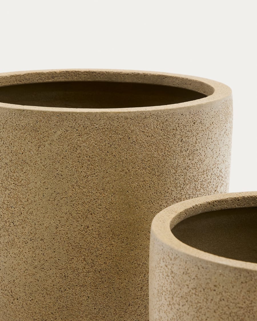 Selvi set of 2 planters with light brown stone effect Ø 37cm