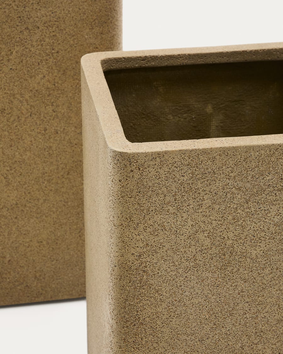 Set aus 2 hohen Blumentöpfen Minoa in Steinoptik senffarben 44 x 44 cm