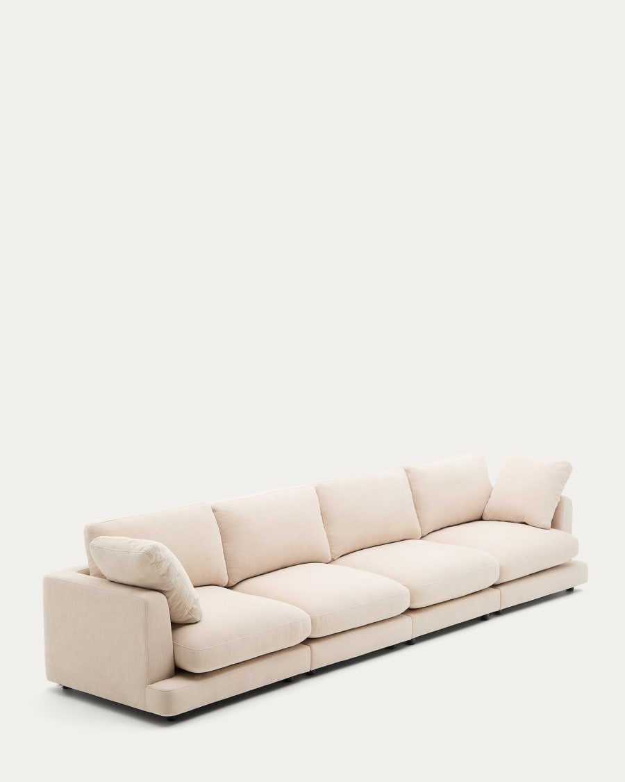 Gala 6 seater sofa in beige, 390 cm