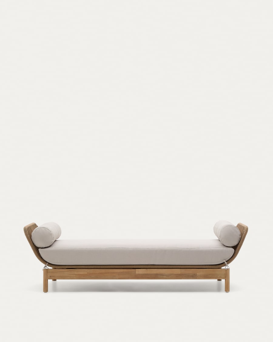 Catalina sun lounger, in beige cord and solid FSC 100% acacia wood