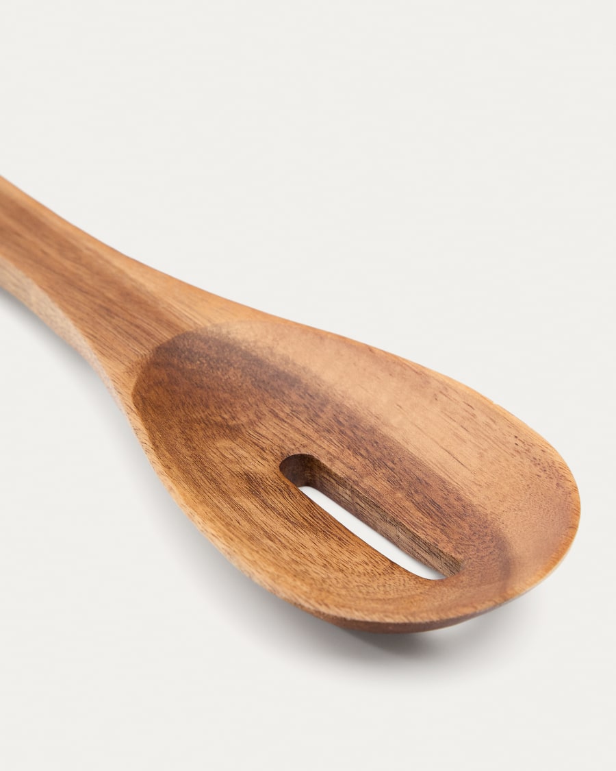 Zairin spoon with a hole in FSC 100% acacia wood and metal