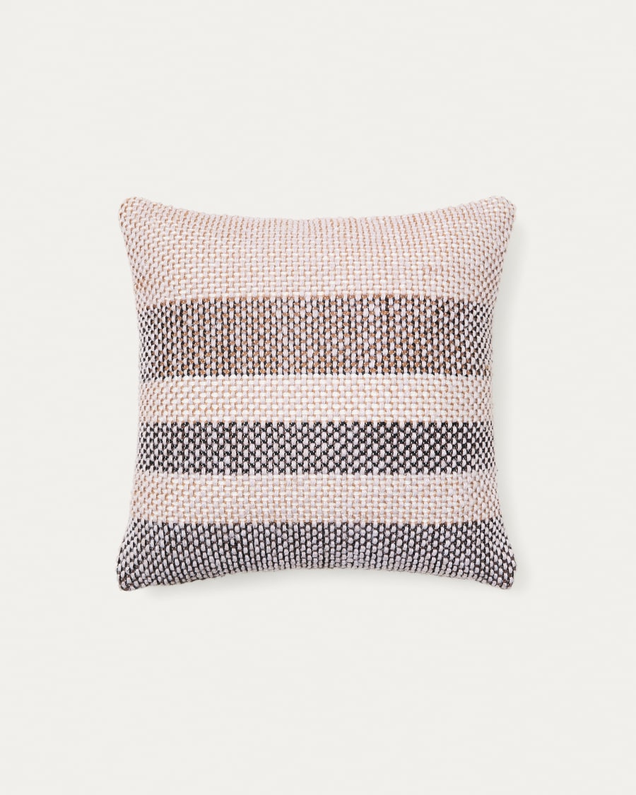 Cushion cover Lunet 100% PET with beige and blue stripes 45 x 45 cm