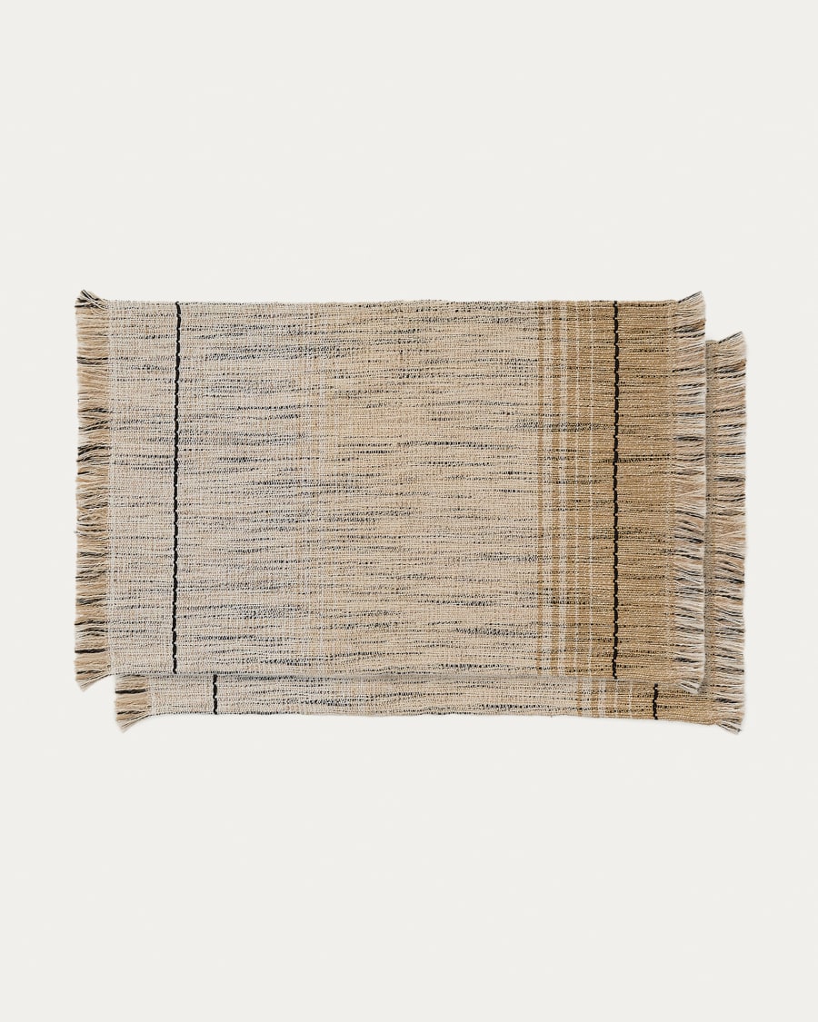 Set Lenva mit 2 Tischsets aus Jute mit Fransen 50 x 35 cm