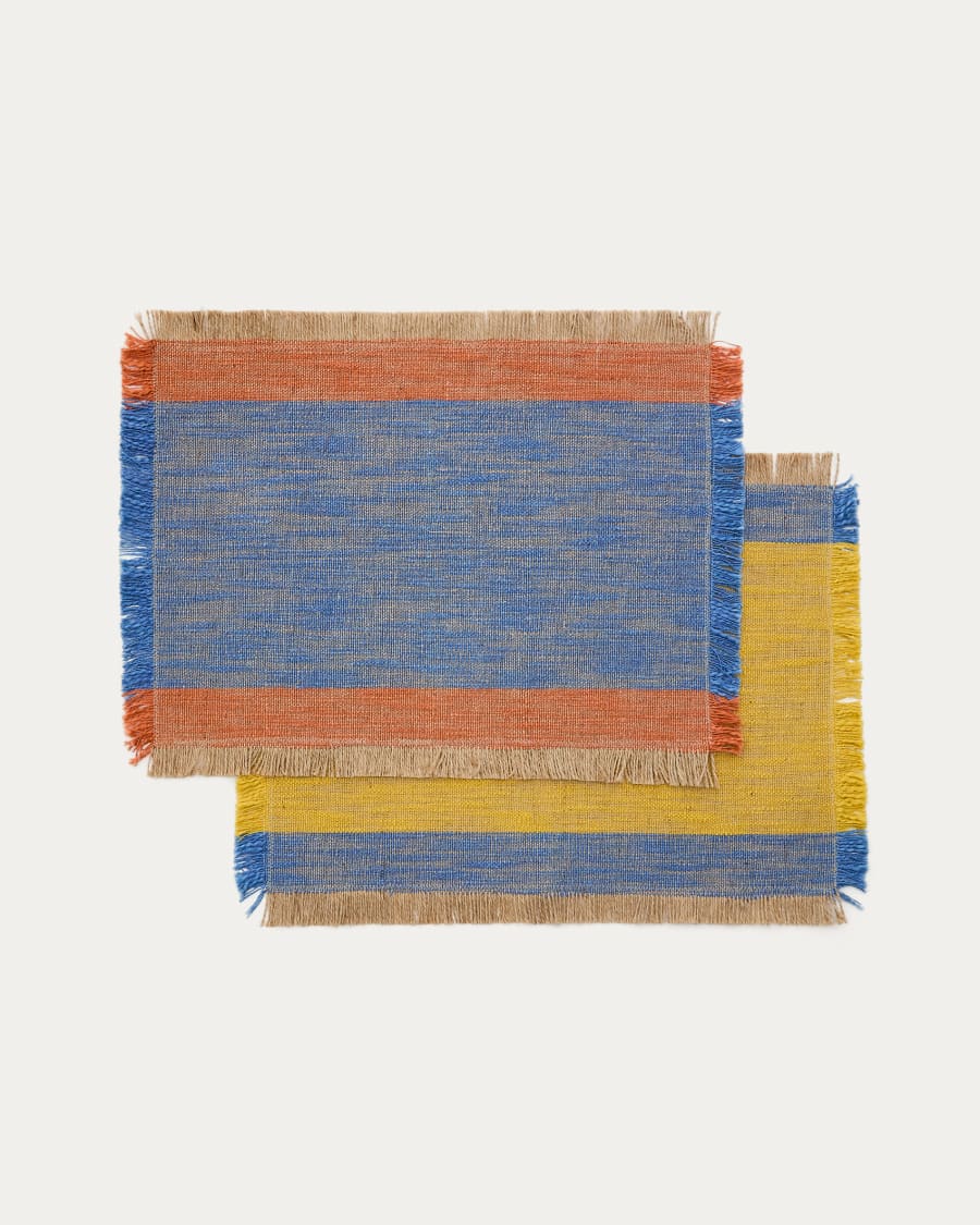 Orvian set of 2 multicolor jute placemats 50 x 35cm