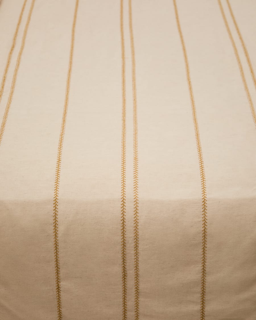 Linara Set of Duvet Cover and Pillowcases in Beige Cotton and Linen for 180cm Bed