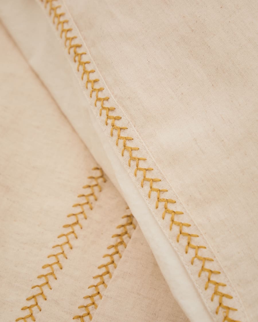 Linara Set of Duvet Cover and Pillowcases in Beige Cotton and Linen for 180cm Bed