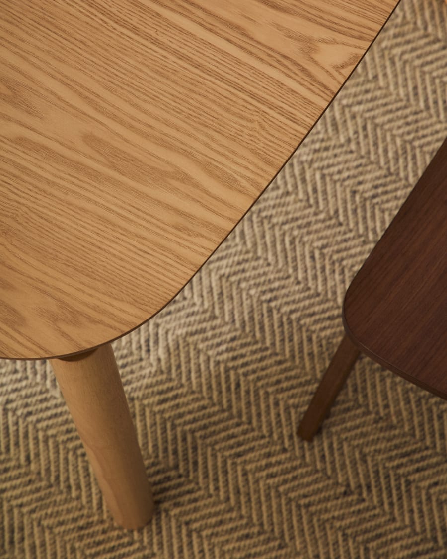 Indara square table made of ash veneer and solid rubber wood with a natural finish 100 x 100 cm