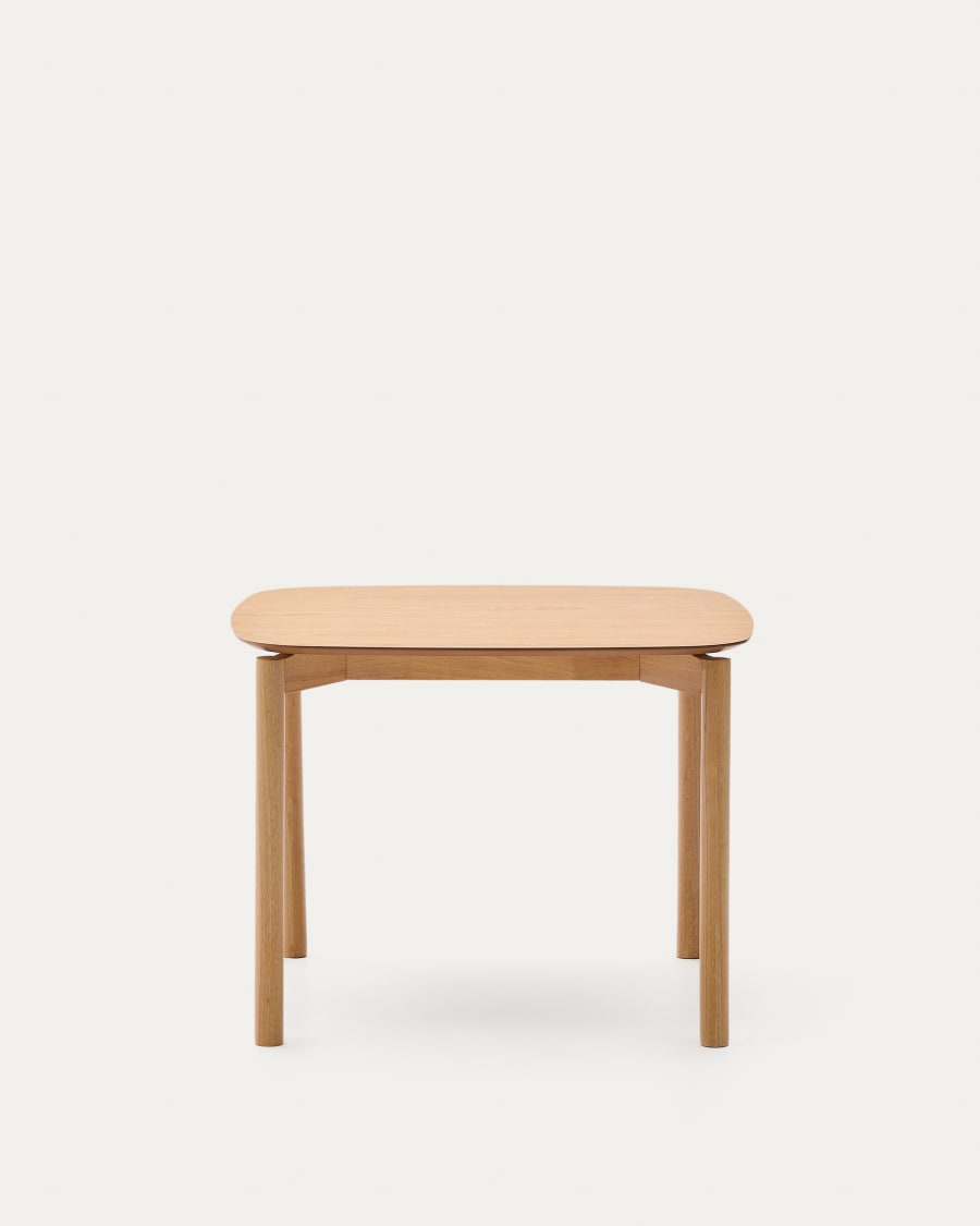 Indara square table made of ash veneer and solid rubber wood with a natural finish 100 x 100 cm