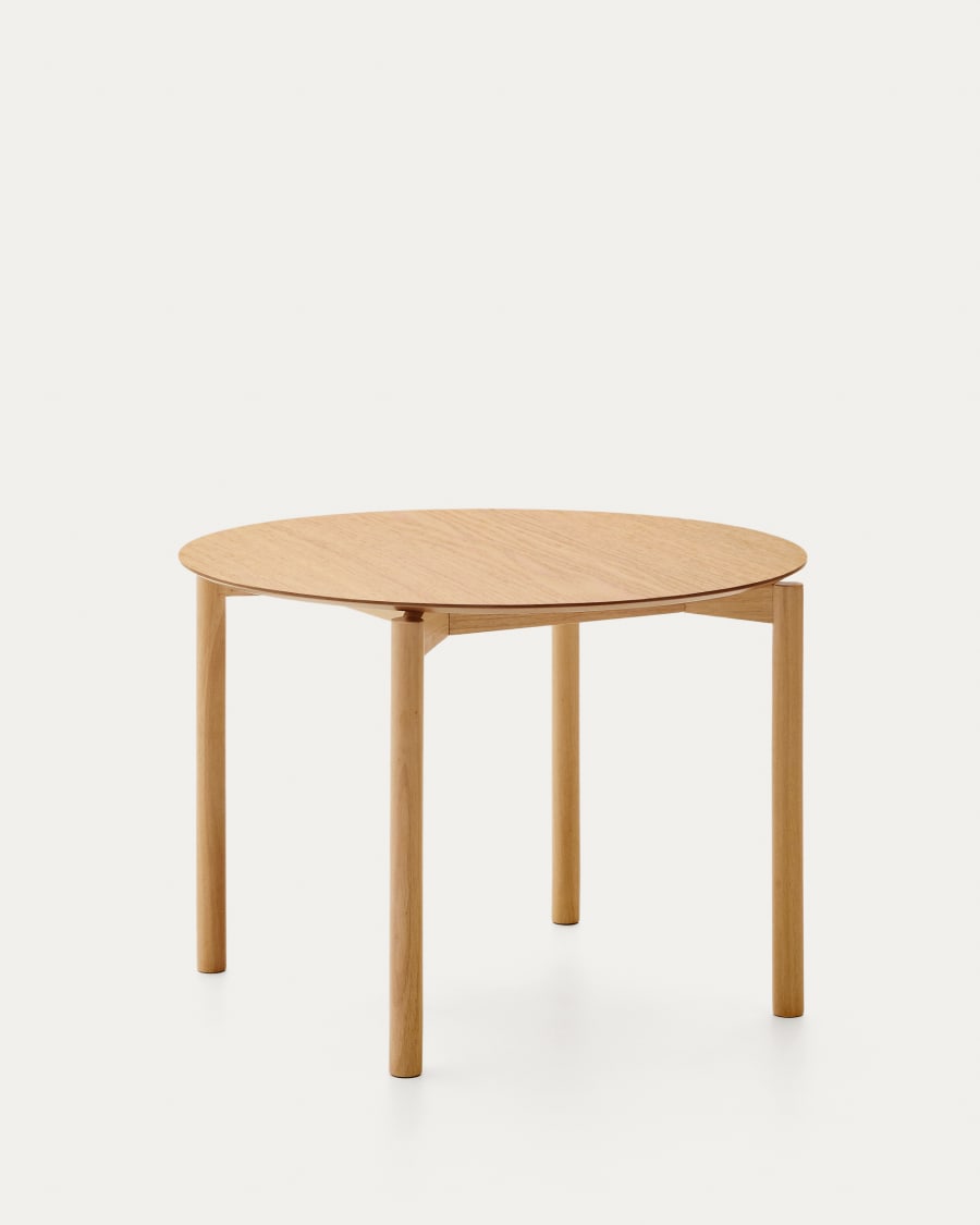Indara round table made of ash veneer and solid rubber wood with a natural finish Ø110 cm