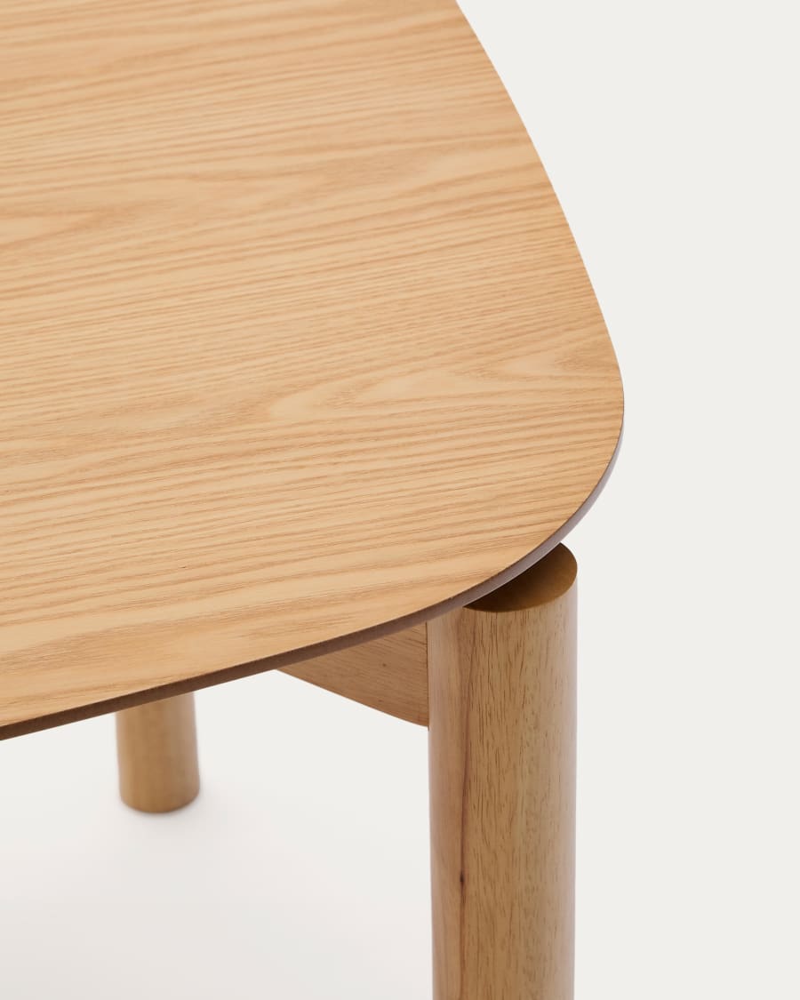 Indara table made of ash veneer and solid rubber wood with a natural finish 160 x 90 cm