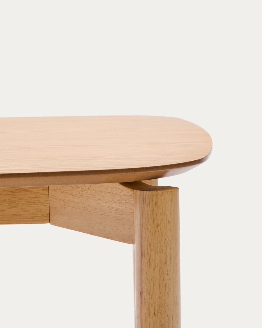 Indara table made of ash veneer and solid rubber wood with a natural finish 160 x 90 cm