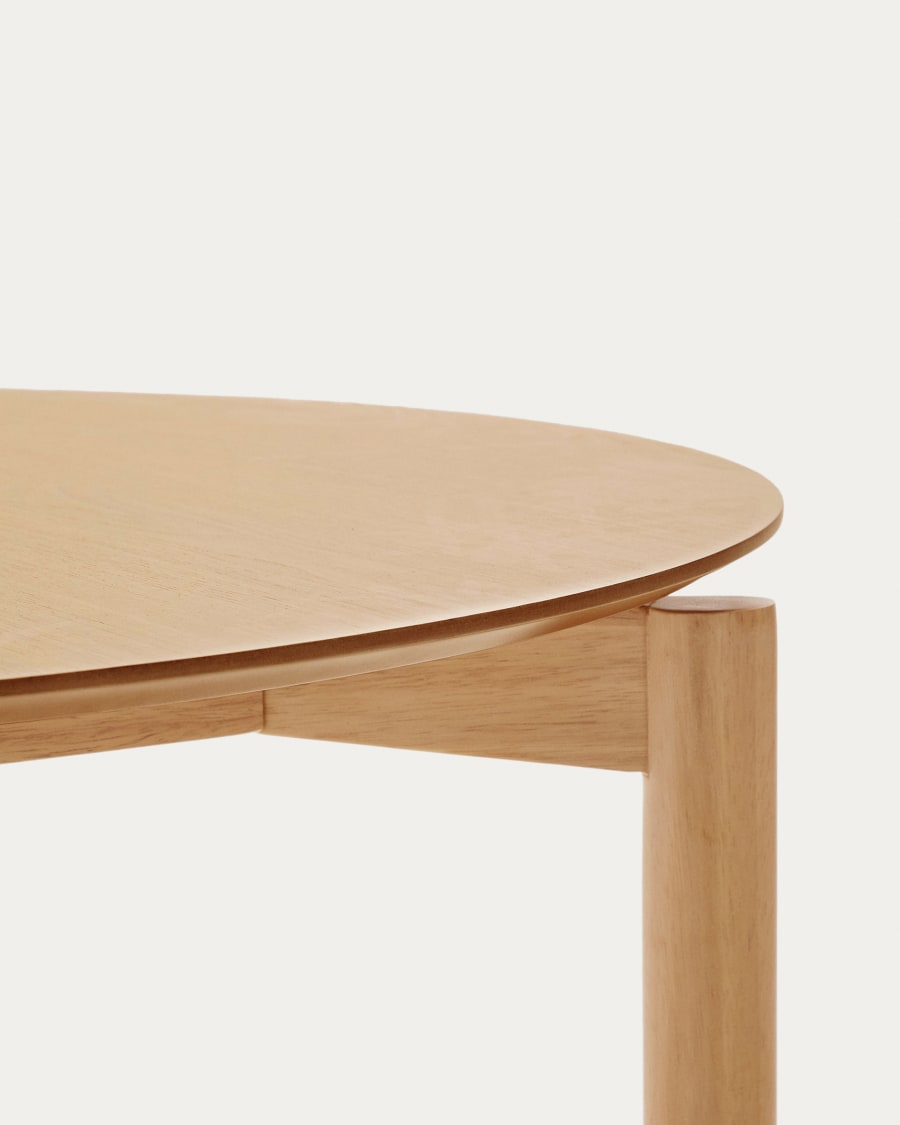 Indara round table made of ash veneer and solid rubber wood with a natural finish Ø110 cm
