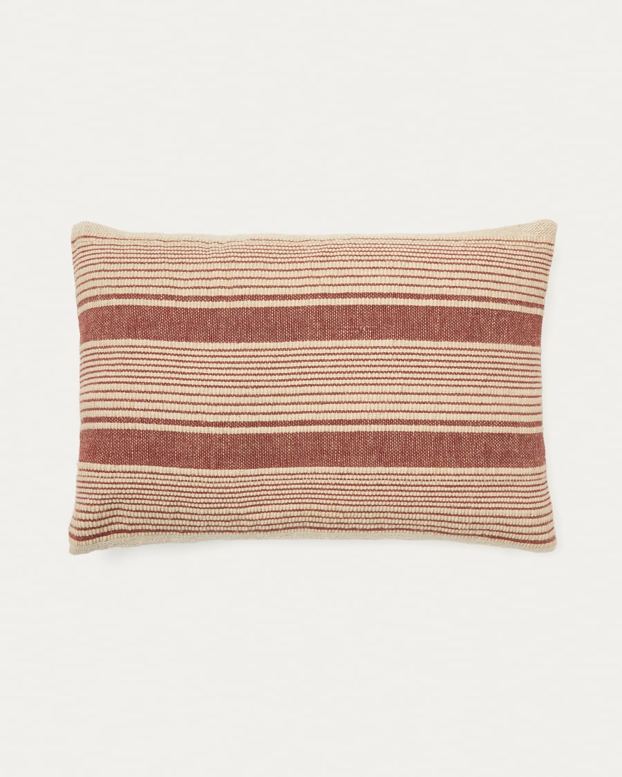Uciel terracotta and beige jute-embroidered cotton cushion cover 40 x 60 cm