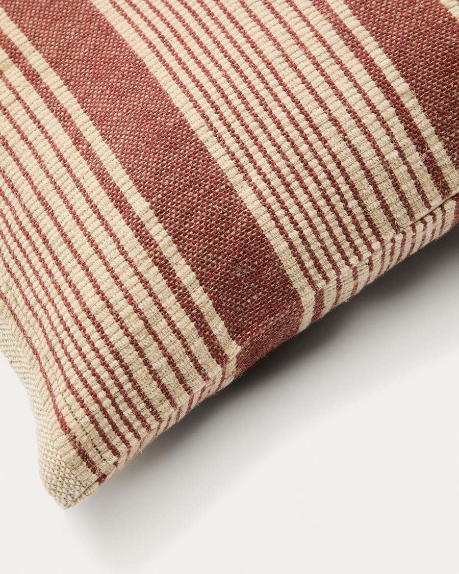 Uciel terracotta and beige jute-embroidered cotton cushion cover 40 x 60 cm